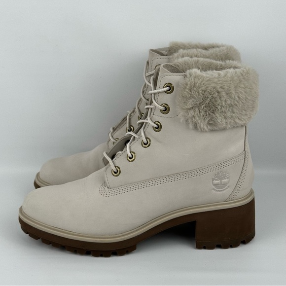 Timberland Kinsley 6” Waterproof Boot Faux Fur Lug White Nubuck Womens 9.5 - Picture 5 of 12